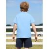Haloumoning Boys Short Sleeve Dress Shirts Kids Summer Beach Button Down Shirt 5-14 Years(Sky Blue)