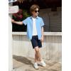 Haloumoning Boys Short Sleeve Dress Shirts Kids Summer Beach Button Down Shirt 5-14 Years(Sky Blue)