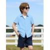 Haloumoning Boys Short Sleeve Dress Shirts Kids Summer Beach Button Down Shirt 5-14 Years(Sky Blue)