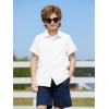 Haloumoning Boys Short Sleeve Dress Shirts Kids Summer Beach Button Down Shirt 5-14 Years(White)
