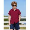 Haloumoning Boys Short Sleeve Dress Shirts Kids Summer Beach Button Down Shirt 5-14 Years(Wine Red)