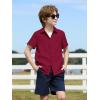 Haloumoning Boys Short Sleeve Dress Shirts Kids Summer Beach Button Down Shirt 5-14 Years(Wine Red)