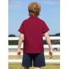 Haloumoning Boys Short Sleeve Dress Shirts Kids Summer Beach Button Down Shirt 5-14 Years(Wine Red)