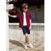 Haloumoning Boys Short Sleeve Dress Shirts Kids Summer Beach Button Down Shirt 5-14 Years(Wine Red)