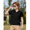 Haloumoning Boys Short Sleeve Polo Shirts Kids Casual V-Neck School Uniform Golf Pique Polo Shirt 5-14 Years(Black)