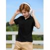 Haloumoning Boys Short Sleeve Polo Shirts Kids Casual V-Neck School Uniform Golf Pique Polo Shirt 5-14 Years(Black)