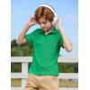 Haloumoning Boys Short Sleeve Polo Shirts Kids Casual V-Neck School Uniform Golf Pique Polo Shirt 5-14 Years(Green)