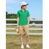 Haloumoning Boys Short Sleeve Polo Shirts Kids Casual V-Neck School Uniform Golf Pique Polo Shirt 5-14 Years(Green)