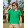 Haloumoning Boys Short Sleeve Polo Shirts Kids Casual V-Neck School Uniform Golf Pique Polo Shirt 5-14 Years(Green)