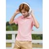 Haloumoning Boys Short Sleeve Polo Shirts Kids Casual V-Neck School Uniform Golf Pique Polo Shirt 5-14 Years(Pink)