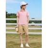 Haloumoning Boys Short Sleeve Polo Shirts Kids Casual V-Neck School Uniform Golf Pique Polo Shirt 5-14 Years(Pink)