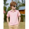 Haloumoning Boys Short Sleeve Polo Shirts Kids Casual V-Neck School Uniform Golf Pique Polo Shirt 5-14 Years(Pink)