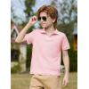 Haloumoning Boys Short Sleeve Polo Shirts Kids Casual V-Neck School Uniform Golf Pique Polo Shirt 5-14 Years(Pink)