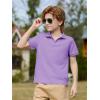 Haloumoning Boys Short Sleeve Polo Shirts Kids Casual V-Neck School Uniform Golf Pique Polo Shirt 5-14 Years(Purple)