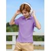 Haloumoning Boys Short Sleeve Polo Shirts Kids Casual V-Neck School Uniform Golf Pique Polo Shirt 5-14 Years(Purple)