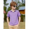 Haloumoning Boys Short Sleeve Polo Shirts Kids Casual V-Neck School Uniform Golf Pique Polo Shirt 5-14 Years(Purple)