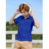 Haloumoning Boys Short Sleeve Polo Shirts Kids Casual V-Neck School Uniform Golf Pique Polo Shirt 5-14 Years(Royal Blue)