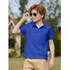 Haloumoning Boys Short Sleeve Polo Shirts Kids Casual V-Neck School Uniform Golf Pique Polo Shirt 5-14 Years(Royal Blue)