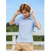 Haloumoning Boys Short Sleeve Polo Shirts Kids Casual V-Neck School Uniform Golf Pique Polo Shirt 5-14 Years(Sky Blue)