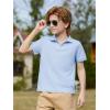 Haloumoning Boys Short Sleeve Polo Shirts Kids Casual V-Neck School Uniform Golf Pique Polo Shirt 5-14 Years(Sky Blue)