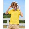 Haloumoning Boys Short Sleeve Polo Shirts Kids Casual V-Neck School Uniform Golf Pique Polo Shirt 5-14 Years(Yellow)