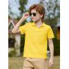 Haloumoning Boys Short Sleeve Polo Shirts Kids Casual V-Neck School Uniform Golf Pique Polo Shirt 5-14 Years(Yellow)