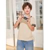 Haloumoning Boys Short Sleeve T Shirts Kids Summer Crewneck Color Block Tops Fashion Tees 5-14 Years(Beige)