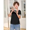 Haloumoning Boys Short Sleeve T Shirts Kids Summer Crewneck Color Block Tops Fashion Tees 5-14 Years(Black)