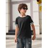Haloumoning Boys Short Sleeve T Shirts Kids Summer Crewneck Color Block Tops Fashion Tees 5-14 Years(Black)