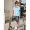 Haloumoning Boys Short Sleeve T Shirts Kids Summer Crewneck Color Block Tops Fashion Tees 5-14 Years(Blue)