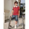 Haloumoning Boys Short Sleeve T Shirts Kids Summer Crewneck Color Block Tops Fashion Tees 5-14 Years(Dark Red)