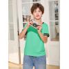 Haloumoning Boys Short Sleeve T Shirts Kids Summer Crewneck Color Block Tops Fashion Tees 5-14 Years(Green)