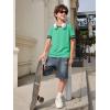 Haloumoning Boys Short Sleeve T Shirts Kids Summer Crewneck Color Block Tops Fashion Tees 5-14 Years(Green)