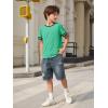 Haloumoning Boys Short Sleeve T Shirts Kids Summer Crewneck Color Block Tops Fashion Tees 5-14 Years(Green)