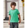 Haloumoning Boys Short Sleeve T Shirts Kids Summer Crewneck Color Block Tops Fashion Tees 5-14 Years(Green)