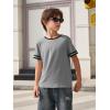 Haloumoning Boys Short Sleeve T Shirts Kids Summer Crewneck Color Block Tops Fashion Tees 5-14 Years(Grey)