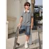 Haloumoning Boys Short Sleeve T Shirts Kids Summer Crewneck Color Block Tops Fashion Tees 5-14 Years(Grey)