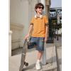 Haloumoning Boys Short Sleeve T Shirts Kids Summer Crewneck Color Block Tops Fashion Tees 5-14 Years(Orange)
