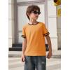 Haloumoning Boys Short Sleeve T Shirts Kids Summer Crewneck Color Block Tops Fashion Tees 5-14 Years(Orange)