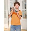 Haloumoning Boys Short Sleeve T Shirts Kids Summer Crewneck Color Block Tops Fashion Tees 5-14 Years(Orange)