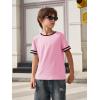 Haloumoning Boys Short Sleeve T Shirts Kids Summer Crewneck Color Block Tops Fashion Tees 5-14 Years(Pink)