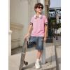 Haloumoning Boys Short Sleeve T Shirts Kids Summer Crewneck Color Block Tops Fashion Tees 5-14 Years(Pink)