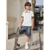 Haloumoning Boys Short Sleeve T Shirts Kids Summer Crewneck Color Block Tops Fashion Tees 5-14 Years(White)