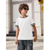 Haloumoning Boys Short Sleeve T Shirts Kids Summer Crewneck Color Block Tops Fashion Tees 5-14 Years(White)