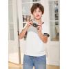 Haloumoning Boys Short Sleeve T Shirts Kids Summer Crewneck Color Block Tops Fashion Tees 5-14 Years(White)