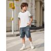 Haloumoning Boys Short Sleeve T Shirts Kids Summer Crewneck Color Block Tops Fashion Tees 5-14 Years(White)