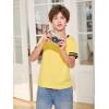 Haloumoning Boys Short Sleeve T Shirts Kids Summer Crewneck Color Block Tops Fashion Tees 5-14 Years(Yellow)