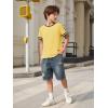Haloumoning Boys Short Sleeve T Shirts Kids Summer Crewneck Color Block Tops Fashion Tees 5-14 Years(Yellow)