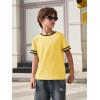Haloumoning Boys Short Sleeve T Shirts Kids Summer Crewneck Color Block Tops Fashion Tees 5-14 Years(Yellow)