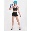 Haloumoning Girls Athletic Shorts Kids High Waist Biker Dance Gymnastics Shorts Comfy Yoga Active Shorts 5-14 Years(Black)